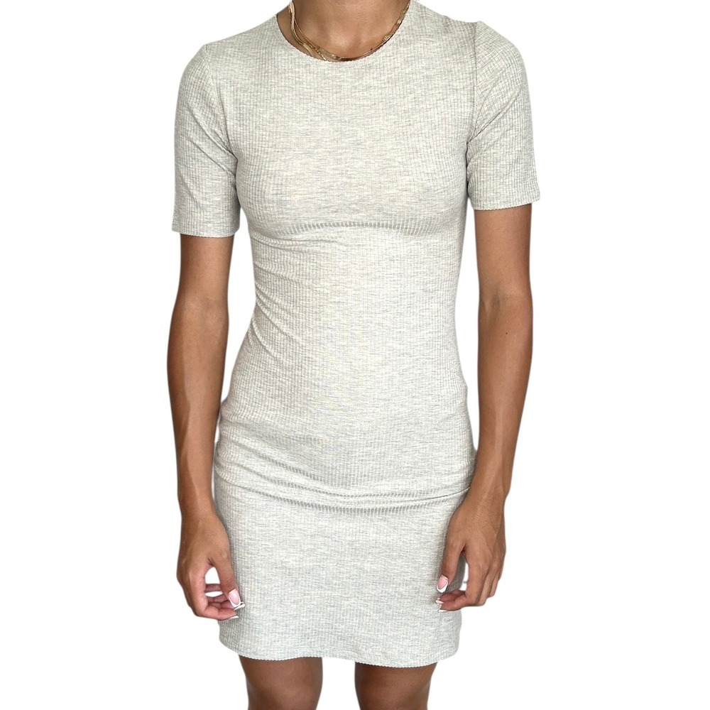 Reformation Cream Ribbed Mini Dress